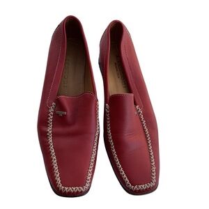 Women's eu 37 a. Testoni  Red Leather Slip On Flats Loafers